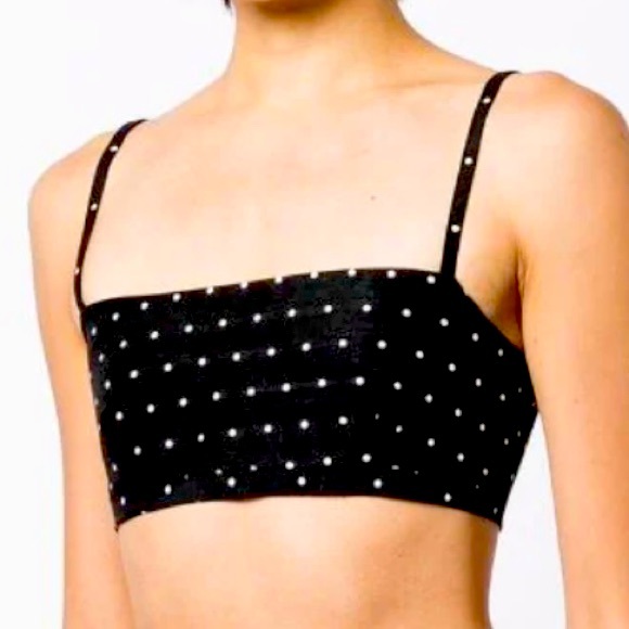 Macgraw Abby Embroidered Black & White Polka-dot Crop Top Size 4 - Picture 3 of 10